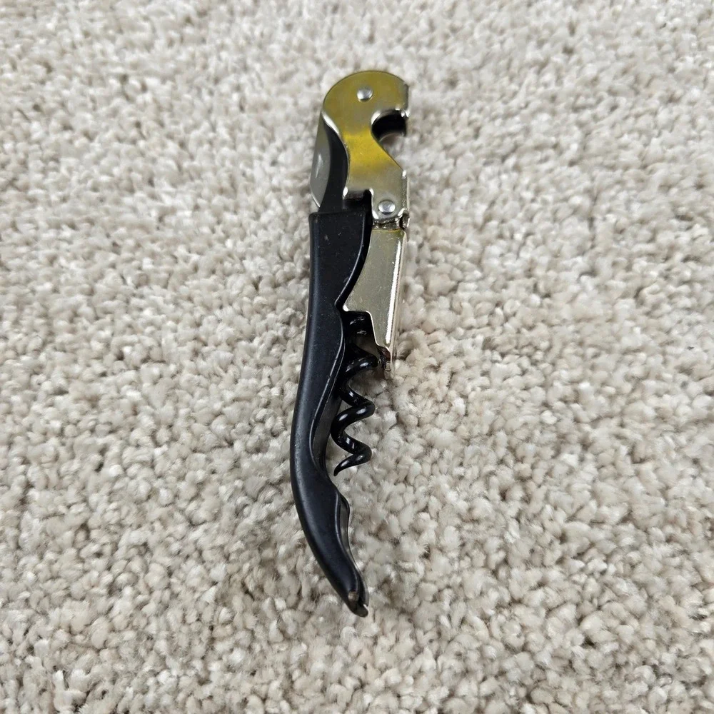 Pulltap's Wine Opener‎ Black Double-Hinged Waiter's Corkscrew Foil Cutter